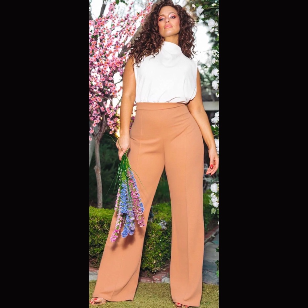 Nude High Neck Wide Leg Jumpsuit